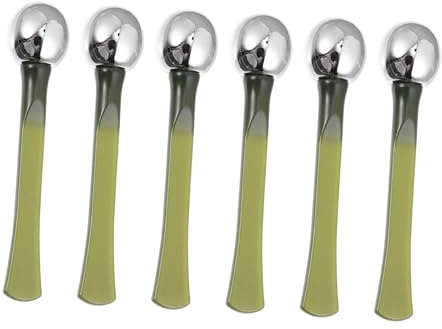 Augenmassagestäbchen aus Metall für Augenpflege | Augencreme und Make Up, Kompakt Tragbar in Grün, 6 Stück Packung für Unterwegs und Alltag
