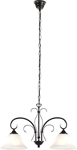 Globo Traditionelle Hängeleuchte Metall rostfärbig antik alabaster Optik weiß ARIES 68410-2, Silber, medium