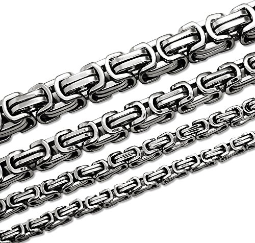 SoulCats Königskette Halskette Armband Set Panzerkette Edelstahl Silber, Größe: 5 mm;Farbe: Silber;Auswahl: Kette 60 cm