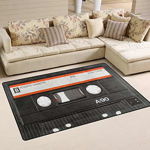 Use7 Antirutschmatte mit altem Kassettenband, für Wohnzimmer, Schlafzimmer, 100 x 150 cm