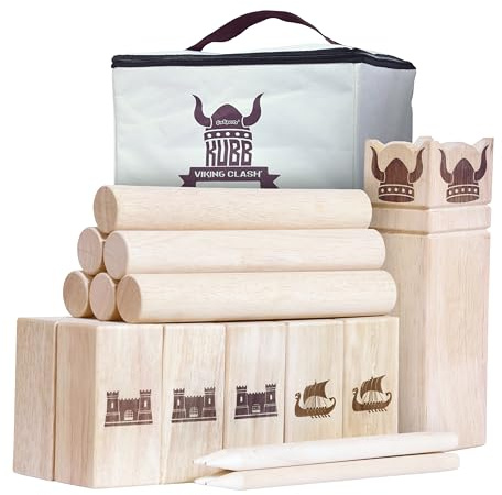 GoSports Backyard Size Kubb Viking Clash Toss Game Set