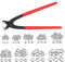 AMTOVL Kit Pinza Crimpatrice con 130pz Fascette Stringi Tubo 6-21mm Assortiti Stepless Collari Stringitubo Flessibile in Acciaio Inox 304 a Singolo Orecchio Regolabile con Morsetto per Tubi Condotti