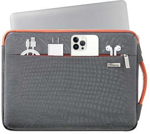Voova Funda Portatil 15.6 16 Pulgadas (37×25,5×2,5CM) Funda Portátil 360°Protectora 15,6 Funda Ordenador para Macbook Pro 16,Acer ConceptD 16,Lenovo 16,Inspiron 16 Bolsa Portatil, Gris Oscuro