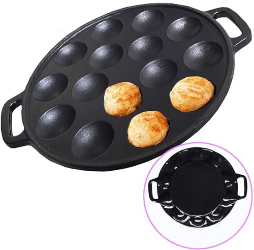 La Cuisine Poffertjespfanne aus Gusseisen mit mattschwarzer Emaillebeschichtung Poffertjes Maker Dutch Poffertjes Pan 24cm Dia.