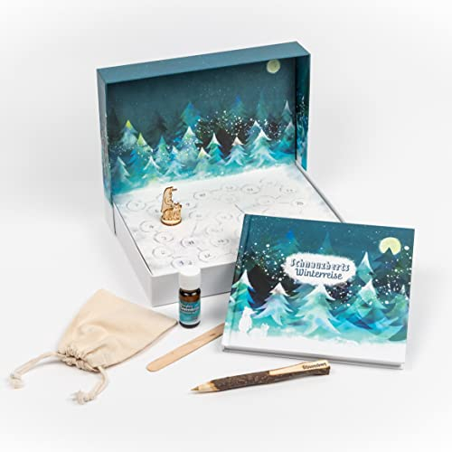 Schnauzberts Winterreise – Adventskalender für Menschen mit Hund – Erlebnisbox mit Buch, Bio-Duftöl, Spielbrett und weiterem Zubehör, für Achtsamkeit, Entspannung und positives Hundetraining