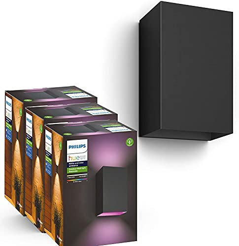 Philips Hue murale extérieur Resonate (lot de 3) RESONATE, Applique extérieure noire, fonctionne avec Alexa, Google Assistant et Apple Homekit