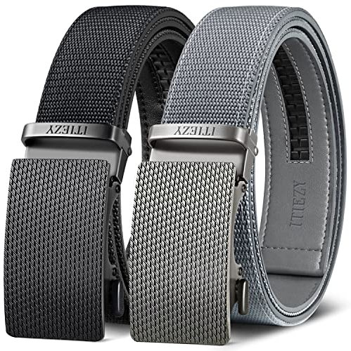 ITIEZY Herren Gürtel, Gürtel Nylon Ratsche Automatikschließe Business Anzug für Männer 35mm Breit 2 Stücke,Größe Angepasst