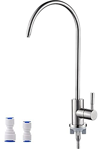 Ibergrif M22301A - Rubinetto da lavello, in acciaio INOX, girevole a 360°, Rubinetto ad osmosi inversa con 2 adattatori per rubinetto, argento