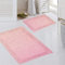 Teppich-Traum Badezimmerteppich Set 2 teilig • waschbar • Blätterdesign in pink, Größe 50x60cm + 60x100 cm
