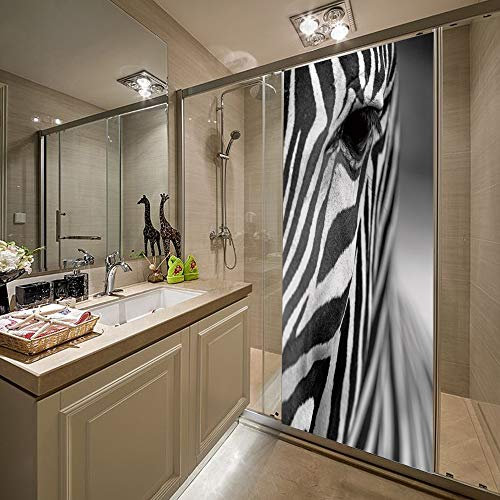 ZAPVI 3D Türaufkleber Schwarz-Weiß-Zebra Türtapete selbstklebend TürPoster - Fototapete Türfolie Poster Tapete Aufkleber DIY Wandbild 90x200cm