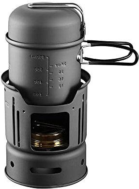 Lixada Campingkocher Camping Kochgeschirr Set Spiritusbrenner Outdoor Kochofen Schüssel Topf Alkohol Kocher Tragbare Heizstrahler für Camping Wandern Reise