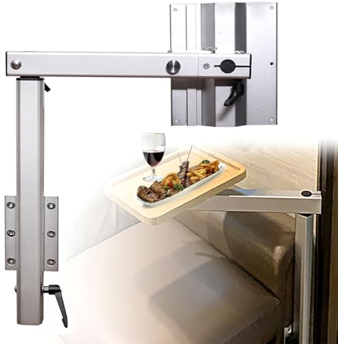 HWHongRV Upgrade Wohnmobil-Tischbein Mit Klappbarer Tischplatte, 360 Grad Drehbar, Abnehmbare Premium-Aluminiumlegierung, Tischbeinhalterung, Zubehör für Ponton, LKW