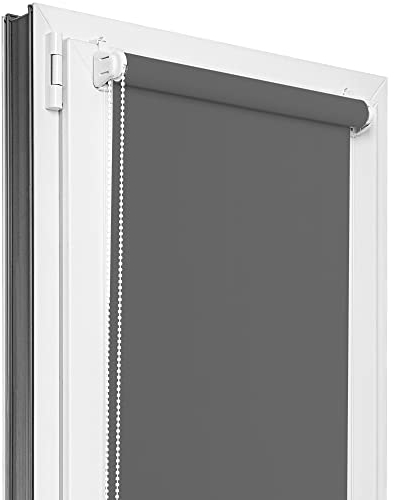 Estika Store occultant sans perçage - Largeur du Tissu - 140 cm x 120 cm - Graphite - Stores à enroulement pour fenêtres sans percer, Stores Klemmfix pour fenêtres à l'intérieur