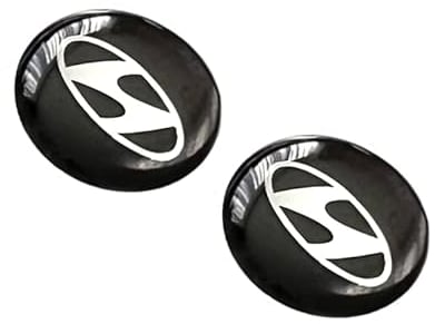 2 Stück Aufkleber mit Logo für Hyundai 14mm Diameter. Sticker mit Emblem. Mit einem transparent Silikonshutz