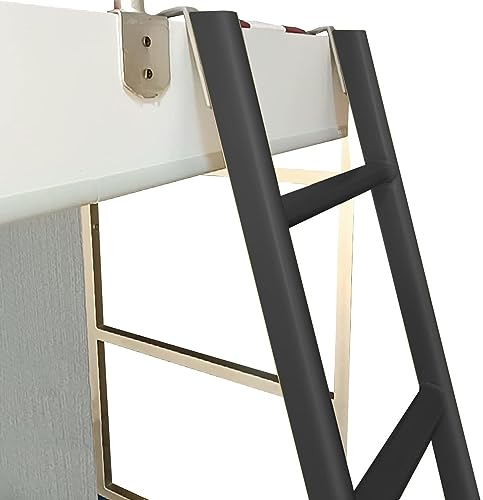 Einhängeleiter | Schwarze Metallleiter | Trittleiter für Schlafsäle, Wohnmobil, Hostel, Etagenbett-Leiter-Ersatz, 150 kg Tragkraft (Größe: 130 cm (51 1/8 Zoll) H)