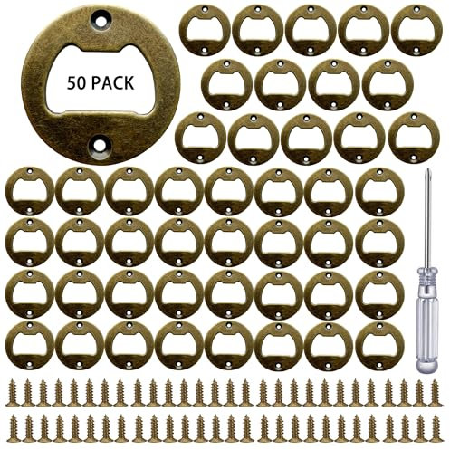 Flaschenöffner-Set aus Edelstahl, 50 Stück, mit Schrauben und Schraubendreher, für DIY-Harzform-Kit (braun)