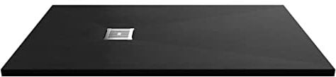 Balterley 1400 x 800 mm Rectangular Shower Tray, Slimline Shower Trays, Durable Stone Resin Base Trays for Bathroom Enclosure Cubicle, Lightweight Rectangular Tray for Wetroom Showers (Slate Black)