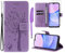 Oududianzi - Coque pour Samsung Galaxy A15 4G / 5G [1X Verre Trempé] Étuis Rabat Folio Protection Housse Cuir PU Portefeuille Silicone [Fermeture Magnétique][Emplacements Cartes][Stand Feature]-Violet