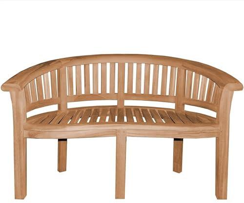 Teako Design Teak Bananenbank Avellino, Wetterfeste Gartenbank, Ergonomisch, Robust und Wetterbeständig, Verschiedene Größen, für den Garten geeignet, Parkbank (120 x 60 x 87 cm)