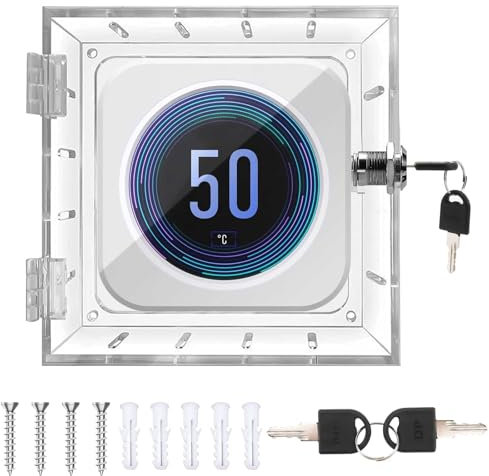 Thermostat-Schutz,Thermostat Schließkasten mit Schlüssel,Universal Wand Transparenter Thermostat Schutz,Thermostatschutz,Thermostat Abdeckung,Thermostat-Schlosskasten für Zuhause Schlafzimmer