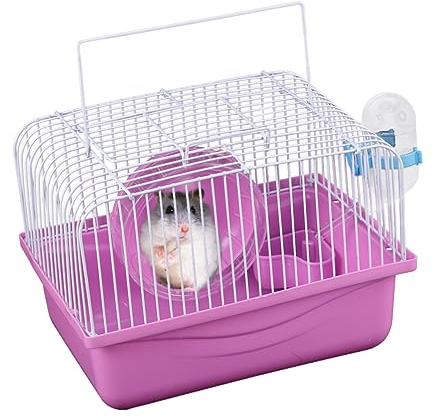 BESPORTBLE 1stück Hamsterkäfig Tragbarer Kleintierkäfig Mit Laufrad Und Wasserspender Rosa Für Zwerghamster Und Chinchillas Zubehör Für Haustiere Multifunktional Und Sicher