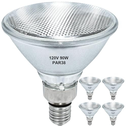RAGFOZ Par38 Halogen Flood Light Bulb 90W 120V, 4Pcs Outdoor PAR38 90W Light Bulbs,Dimmable, E26 Medium Base, Warm White, High Output Reflector Flood Lights for Indoor and Outdoor