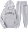 Men's Linen Sets Plain Athletic Tracksuit Hoodie with Joggers Sweatpants Casual Sports Activewear Set Adults Gym Sets Sweatpants and Sweatshirt (JSX1-Light Gray, XXL)