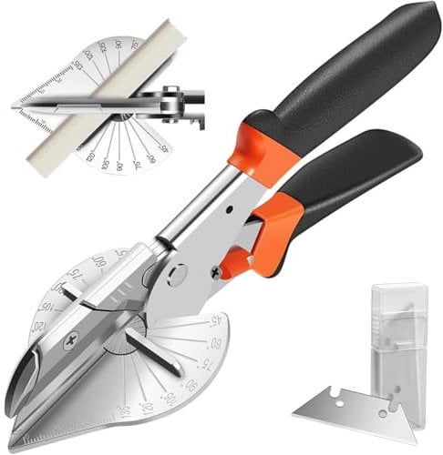 Miter Shears - 135° to 45° Adjustable Multi-Angle Cutter with 12 Blades, Heavy Duty Gasket Shear for PVC Pipe, Soft Wood, Plastic Trim & Crafting, Professional Hand Tools for DIY Projects