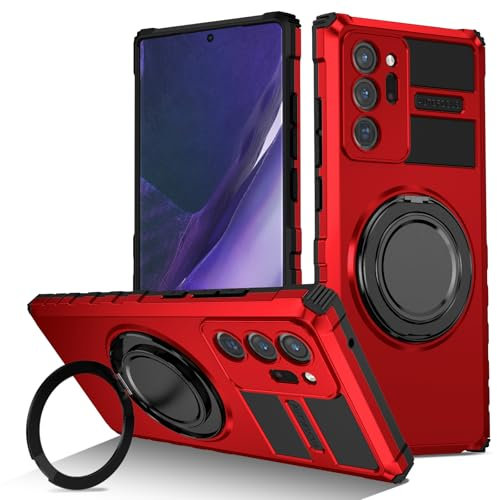 Kainevy para Funda Samsung Note 20 Ultra 5G Magnética con Soporte, Compatible MagSafe, Militar Antigolpes Funda Samsung Galaxy Note 20 Ultra Arañazos Protección Negro Estética Fina Case (Rojo)