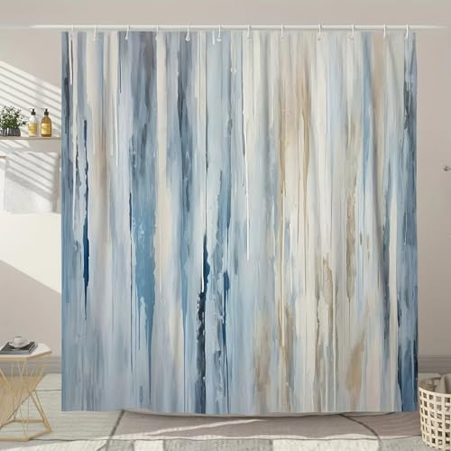 UUDIHO Hellblauer, wasserdichter Duschvorhang für den Winter, geeignet für Badezimmerdekoration, mit 22 Haken (120 x 210 cm / 47 x 83 Zoll (B x H)