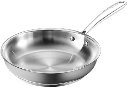 Redchef Stainless Steel Skillet, Frying Pan, Professional Uncoated Frying Pan, Healthy Induction Cookware for Searing & Sautéing, Warp-Resistant Bonded Bottom, Oven Safe Pan, 24cm/9.5inch
