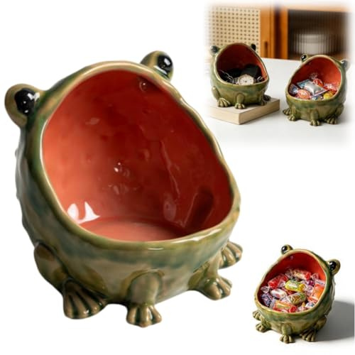 Frog Ceramic Seasoning Jar,Handcrafted Vintage Ceramic Storage Jars,Gothic Kitchen Candy Food Storages,Cute Salt Containers for Countertop,Elegant Home Decor for Mom Grandma