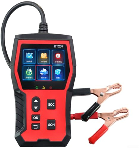 BT207 Car for battery Tester 12V 24V Acid Analyzer with LCD Display for Voltage Health CCA Internal Resistance Check for Automotive Trucks Vans Boats 8.5x2.5cm