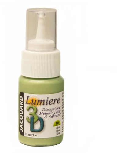Jacquard Lumiere 3D Metallic Dimensional Paint, Multi-Surface Glue Adhesive for Fabric, Wood, Paper and Crafts, Lime Green, 30ml (1 fl oz)