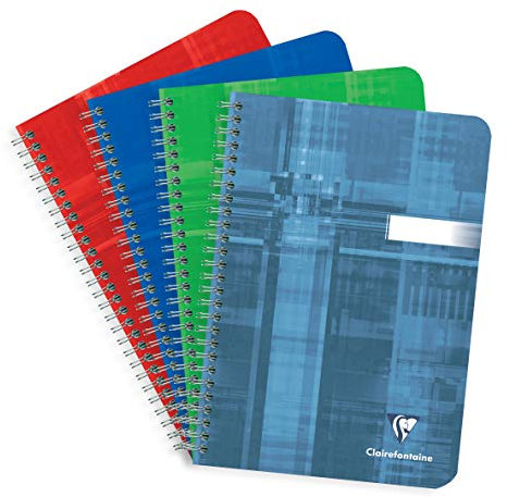Clairefontaine 8536C Spiralbuch (DIN A4, 14,8 x 21 cm, liniert, 50 Blatt) 1 Stück farbig sortiert