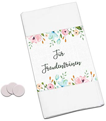 50 Banderolen für Freudentränen Taschentuch Banderolen Hochzeit (Weiße Hochzeit)