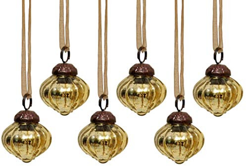 Bollywood Christmas Arthur Cameron - Lot de 6 Petites lanternes en Verre craquelé de 2,5 cm - Boules en Verre soufflé à la Main pour décorations de Noël rustiques