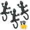 Chas Bete Gecko Kleiderhaken Wand Garderobenhaken, 17cm Vintage Metall Wandhaken 3er-set Haken Garderobe