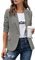 Roskiky Blazer à revers pour femme avec poches à un bouton, gris, L