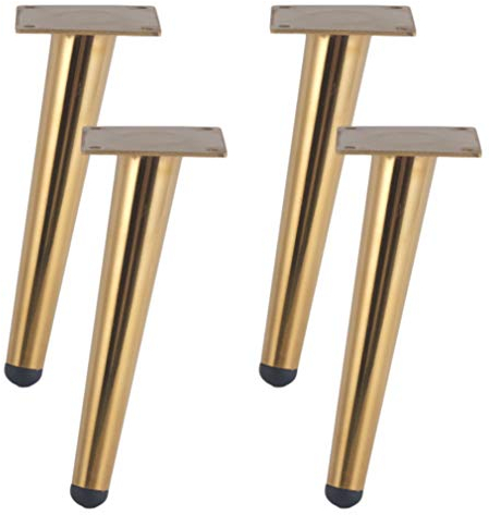 4 Stück Schräge Tischbeine, Metallschrankbeine, Kegel Möbelbeine, 201 Edelstahl,Golden, 30 cm Höhe, No-Slip Silent Base Platzierung für Sofas, Tische und andere Möbelbeine