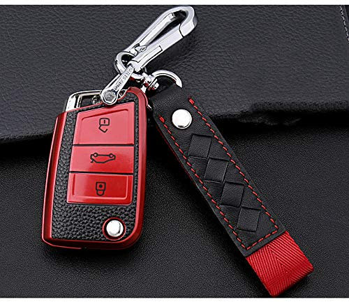 pour VW Golf 7 GTI mk7 r Touran Bora Caddy up, Housse de clé de Voiture Porte-clés Accessoires Porte-clés Coque Voiture-Style