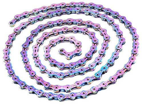 LLDDSS Fahrradkette 11 Speed Fahrradkette Bunte Ultra Straßen-Fahrrad-Kette Durable Missing Link Regenbogen-Ketten for MTB Rennrad