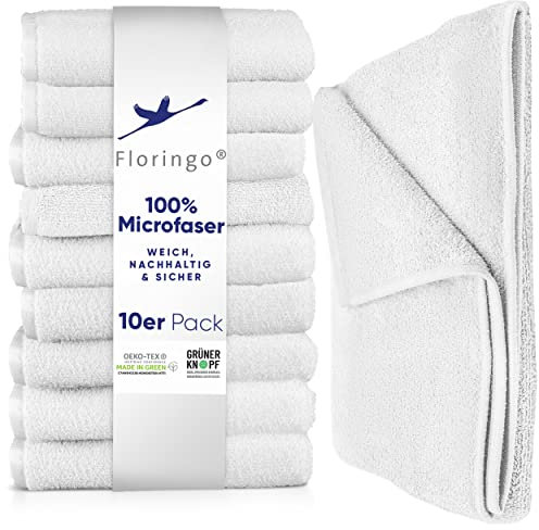 Moon 10er Pack Microfaser, Friseur, Handtücher, Salonhandtücher, ca. 30x50 cm von Floringo mit saugstarker Oberfläche (weiß)