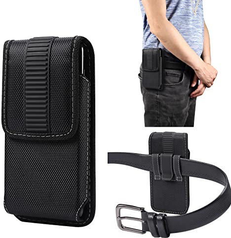Heavy Duty Cell Phone Holster for iPhone 15,15 Pro,14,14 Pro,13,13 Pro,12,12 Pro,11,11 Pro,X,XS,XR, for Samsung Note10,s10,S23,S22,S21,S20 Nylon Belt Clip Holster Phone Holder Pouch