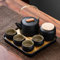 DAERG Japanischer Stil Schwarze Keramik Beam Teekanne Teeservice EIN Topf Vier Tassen Mit Tasche Home Teeservice Büro Reise Teegeschirr Gute Geschenke-Sechs-teiliges Set,Braun