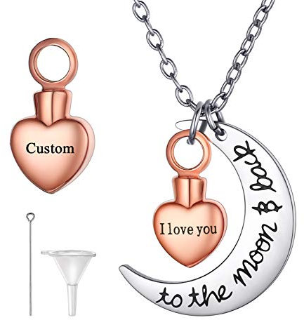 U7 Personalised Urn Necklace For Women Cremation Jewellery For Ashes Rose Gold Heart Pendant Necklaces