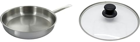 Baumalu 340530 Poêle à Frire Diamètre : 32 cm Ligne Professionnelle & 383717 Couvercle Verre 32 cm Cerclé Inox