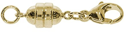 Magnetverschluss mit Karabiner, 11 mm, 925er Silber, vergoldet, für Ketten und Armbänder