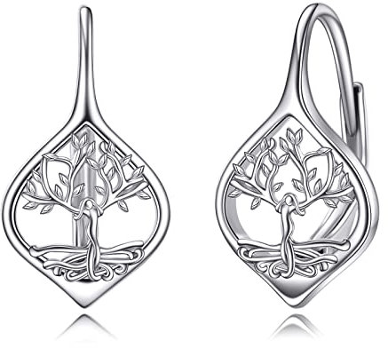 Pendientes de plata de ley 925 con diseño de árbol de la vida, joyas para mujeres y niñas, Plata de ley