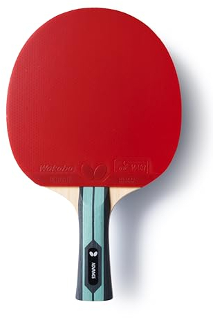 Raqueta de Tenis de Mesa Team Butterfly Advance – Ideal para Jugadores avanzados, Gomas WAKABA ITTF (1,7 mm), Madera de 5 Capas, empuñadura cóncava, para Bolas con Mucha rotación.